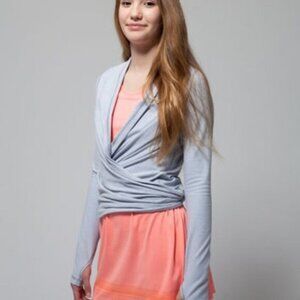Ivivva by Lululemon Girls 8 Blue Open Front Charm Cardigan‎ Convertible Wrap Top